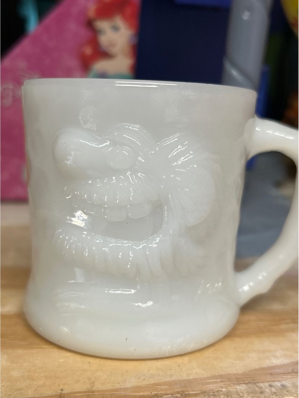 Vintage Grog Johnny Hart BC Comic White Milk Glass Coffee Mug-1mug